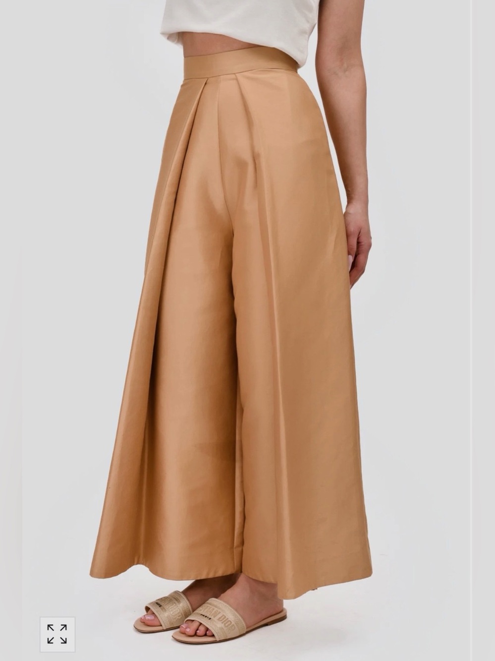 [$540] NWT PANTS Solace London High-Waist Wide-Leg Palazzo in Camel Gold